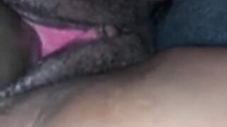 Black chick play with cunt with large sex-toy