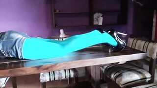 mother I'd like to fuck with gorgeous legs in hose and heels lying on the table