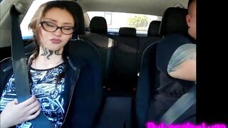 Tattooed Angel at Hawt Casting: Giving a kiss and Hawt Action in the Car on the Way to the Hotel