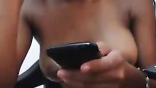 Perfect boobs for this cute ebony college hottie