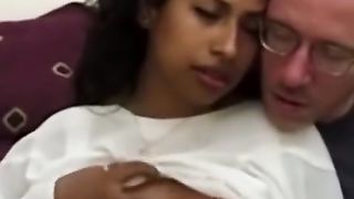 Ebony debutante fucking oldman in trio
