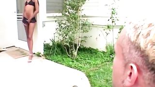 Interracial double penetration with hot Ebony chick with big ass