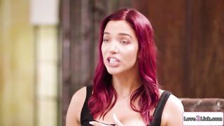 Large melons doctor asks a angel to close her eyes and imagine sex acts with her black gf.The redhead licks the ebony hottie feet n is fingered.Then rims her