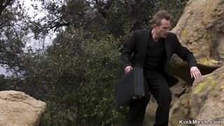 Bill Bailey is on the run and breaks in abode of sexy black and ties her up then coarse screws