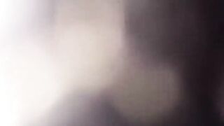 Black chick taking large white knob, stretches her vagina