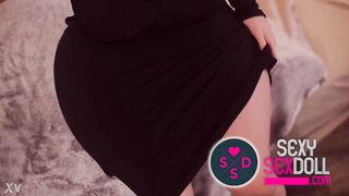 Black Love Doll with Bubble Booty masturbating at Home