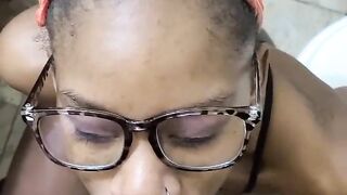 Black whore gets cum face