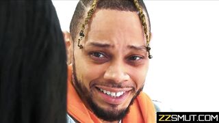 Bulky ebony anally fucked