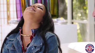 An erotic bed sex action with black breasty teen Maya