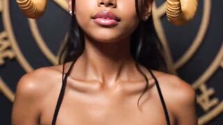 demonic nice-looking eighteen ebony cutie cleavage bounce