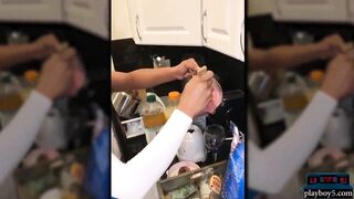 Large booty ebony mother I'd like to fuck pushes a large dildo on her love button and likes it