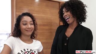 Tiny titted cougar stepmom licked by her lesbo stepdaughter