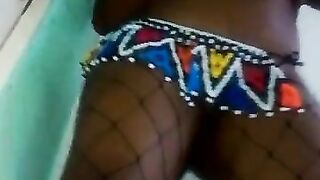 Black cutie have a fun playing with vibrator