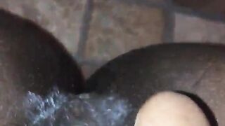 Black thot play with creamy twat