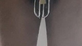 Black gf degrades her caged bf