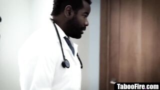 Thick honey takes ebony doctor's wang in her butt