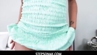 Black stepmom rides her stepsons large ramrod and groans in delight