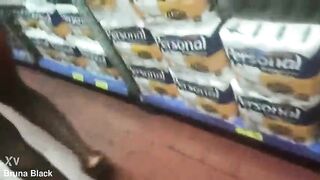 Public: nasty little ebony hotty goes to the market out of pants