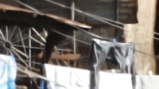 Black big beautiful woman caught on camera bathing