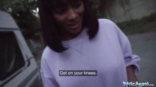 Public Agent Hawt black chick with fabulous large titties bangs a ransom in a public place