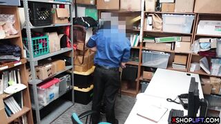 Hot ebony stealing angel drilled by a mall cops hard large cock