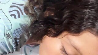 Tiny beauty screws a ebony knob and gets overspread in cum