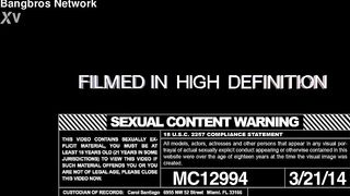 Golden-haired white hotty swallows some large ebony dick