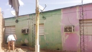 My neighbour can't expect to watch my large butt in my short suit.