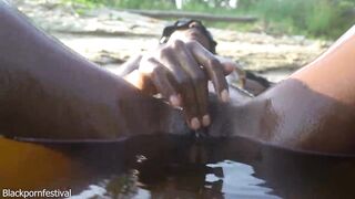 Dolcina’s slimy ebony consummate boobs and body to keep your wang erected