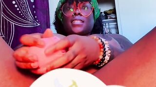 Stuffing My Black Twat with XL SEX TOOL!