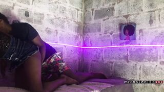 Small Black chick taking a jock