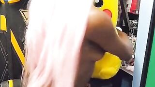 Ladykaiyo model does in nature's garb photoshoot in bedroom with pikachu