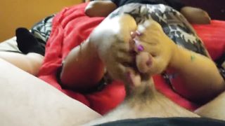 Reverse Footjob with new Pedi