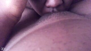 Eating my naughty sis black twat