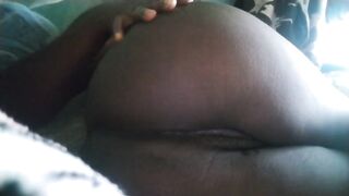 EBONY Ass Black Beauty, Rubbing HER twat from behind