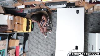 Cute black teen thief got caught in the shop now that babe needs to bang with the security guard if that babe craves to be free