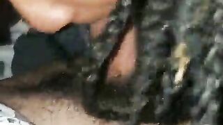 Sloppy black mouth bang