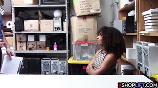 Mall cop smashed a shoplifting ebony hotty after talked with her stepdad