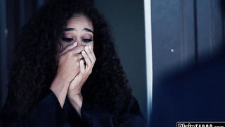 Black invites the delivery man in but doesnt tell him her hubby is in quarantine.They kiss and this chab licks the tiny breasts ebony beauty previous to screwing her