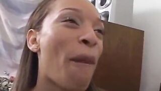 Interracial POV oral sex and facial with nice-looking Black hottie
