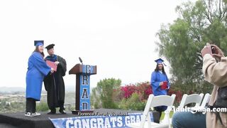 Breasty Black Begins A WILD Three-some At Graduation Party - Lily Starfire, Scotty P, Alona Bloom