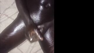 Sexy Afro Man Groaning n Indecent Talk Stroking for Biggest Climax