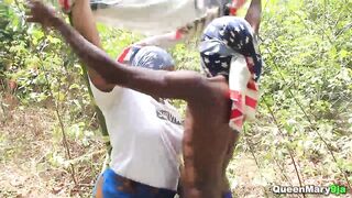 Sexy black sweetheart got bound up in a bomboo and drilled hard