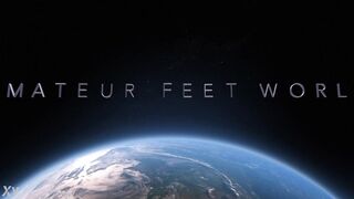 Large black feet on a short black woman