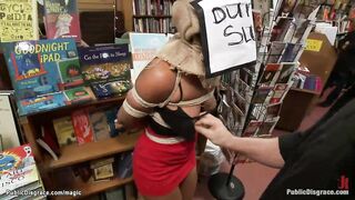 Appealing youthful black doxy Leilani Leeanne gets fastened and unfathomable mouth banged by massive dick Mark Davis and strangers in public porn shop