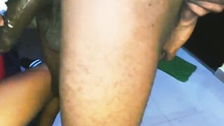 Small chick dominated by tall ebony thug