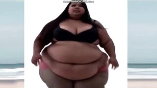 GIANT Breasty Ebony USBBW Woman is likewise overweight to touch her toes (Solo, AI-Generated, VB12a)