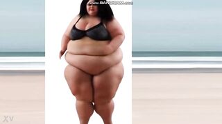 HEAVY Ebony Amazon SSBBW with rippling flesh everywhere (Solo, AI-Generated, M185 1)