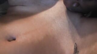 Small amateur has her taut vagina stretched wide by a ebony rod