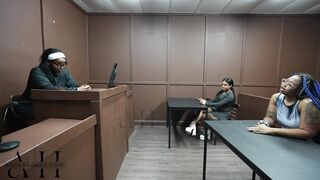 Black Floozy bangs & sucks in judge Athena Hazes courtroom